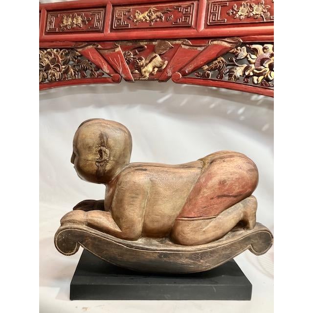 1960s Baby Buddha Statue on Low Profile Formica Base For Sale - Image 5 of 14