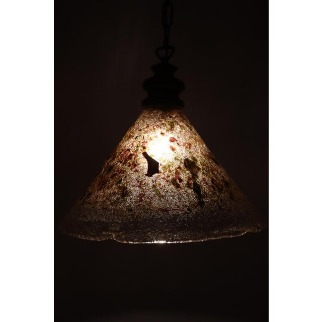 Cone-Shaped Hanging Lamp in Murano Glass and Oak, 1970s For Sale - Image 11 of 18