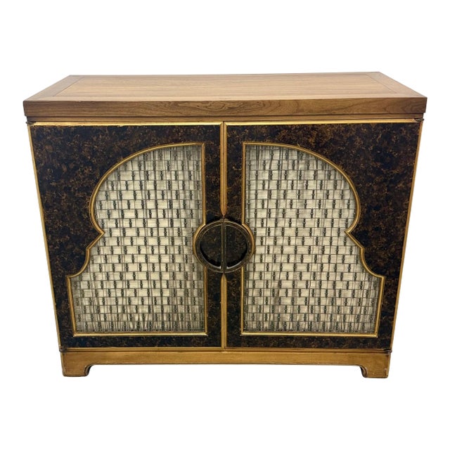 1970s Mid-Century John Widdicomb Lacquered Moorish Cabinet For Sale