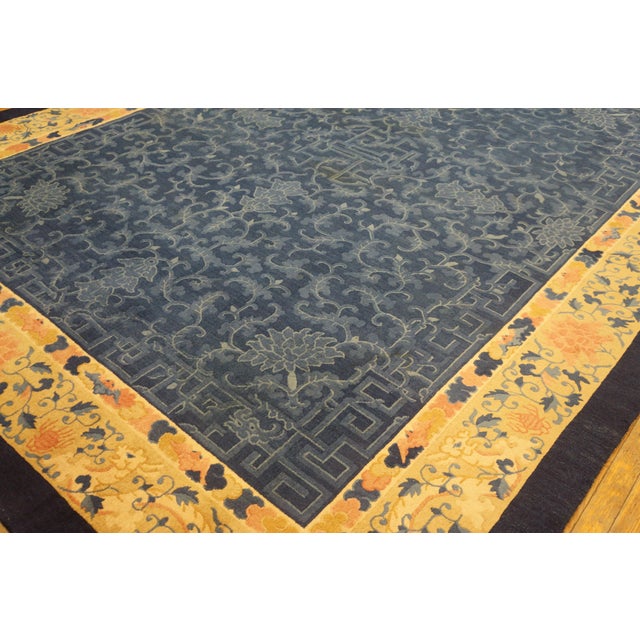 Textile Impressive Blue & Delicate Tone-on-Tone Allover-Floral Design Antique Chinese Peking Rug For Sale - Image 7 of 10