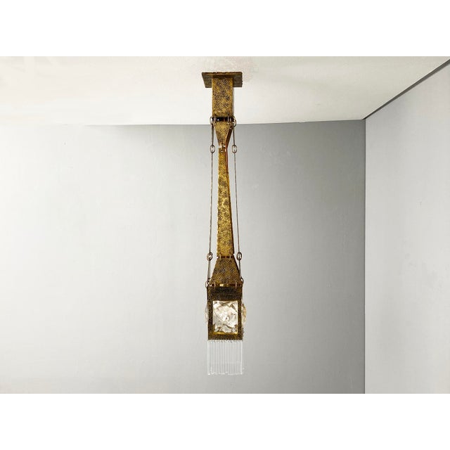 Art Nouveau Ceiling Lamp in Brass, 1910 For Sale - Image 6 of 6