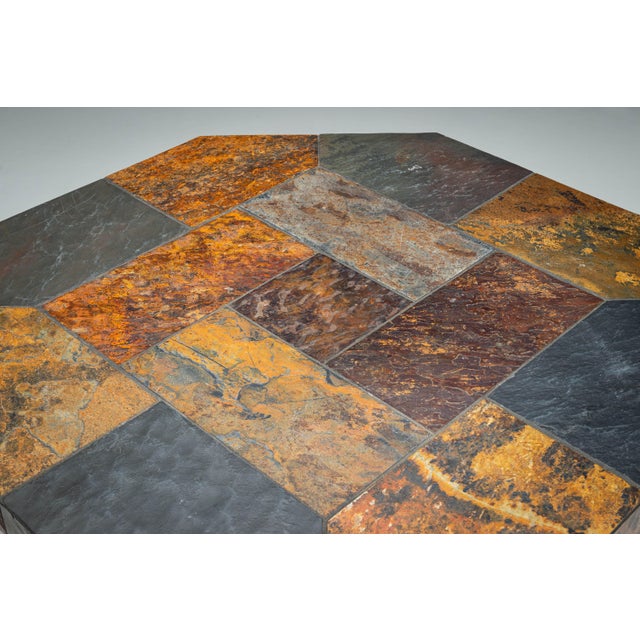 Large Octagonal Coffee Table with Multicoloured Slate Top, 1980s For Sale - Image 10 of 13