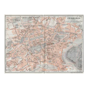 Antique Map of Edinburgh Scotland