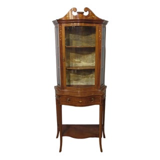 Edwardian Display Cabinet Bookcase in Inlay Mahogany, 1890s For Sale