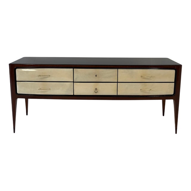 Parchment and Walnut Chest of Drawers by Paolo Buffa, 1950s For Sale