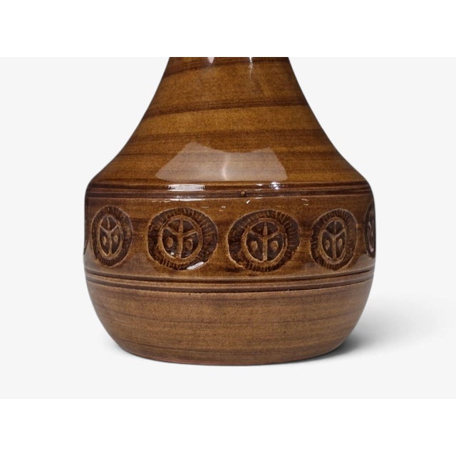 Amber Holbæk Keramik, Table Lamp, Orange Glazed Stoneware, Denmark, 1970s For Sale - Image 8 of 11
