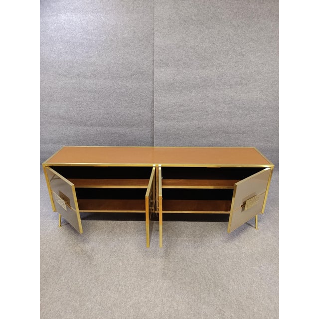 Not Yet Made - Made To Order Gold Sideboard with Four Murano Glass Doors from Justfurnituress SRL For Sale - Image 5 of 10