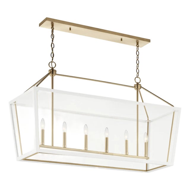 Kichler Delvin Champagne Bronze & White Linear Chandelier For Sale