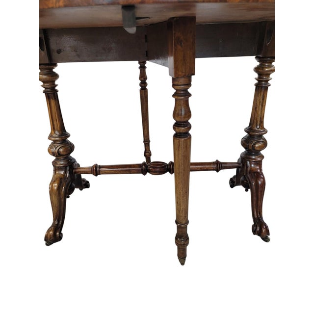 19th Century Victorian Burr Walnut Sutherland Drop-Leaf Table For Sale - Image 9 of 12