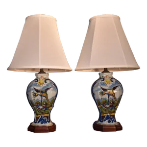 Pair of Dutch 19th Century Bombe' Form Garniture Urn Lamps