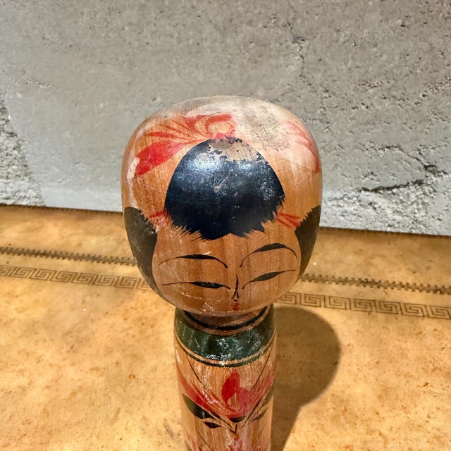 Japanese Kokeshi Doll Traditional Wooden Folk Art From Tohoku Region For Sale - Image 4 of 12