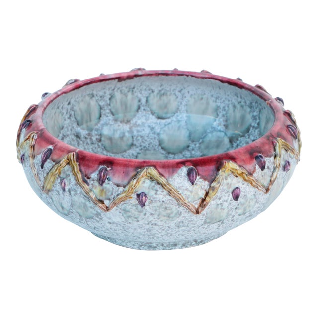 Mid-Century Waterdrop Italian Art Pottery Bowl For Sale