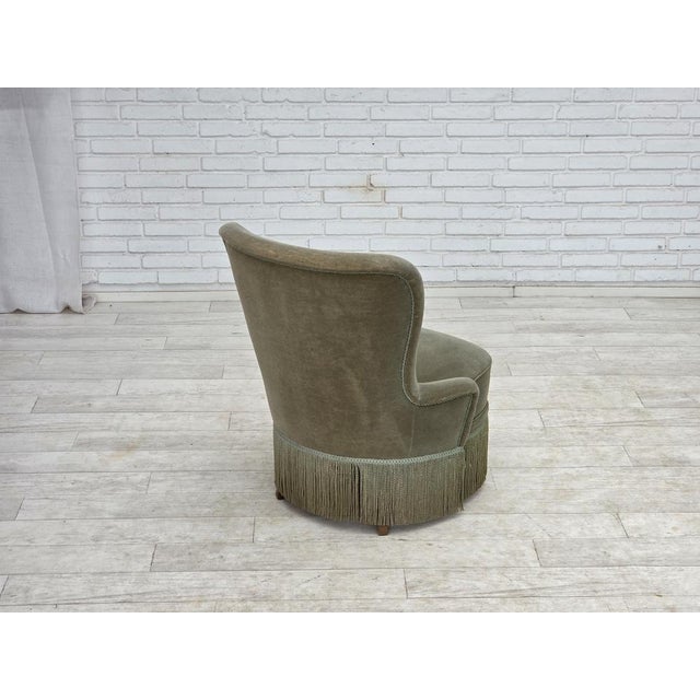 Danish Armchair in Green Furniture Velour, 1970s For Sale - Image 12 of 18