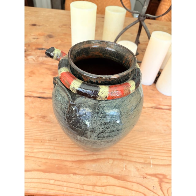 Dark Gray Marvin Bailey Signed Folk Art Snake Vase | Hand-Painted Georgia Pottery For Sale - Image 8 of 11