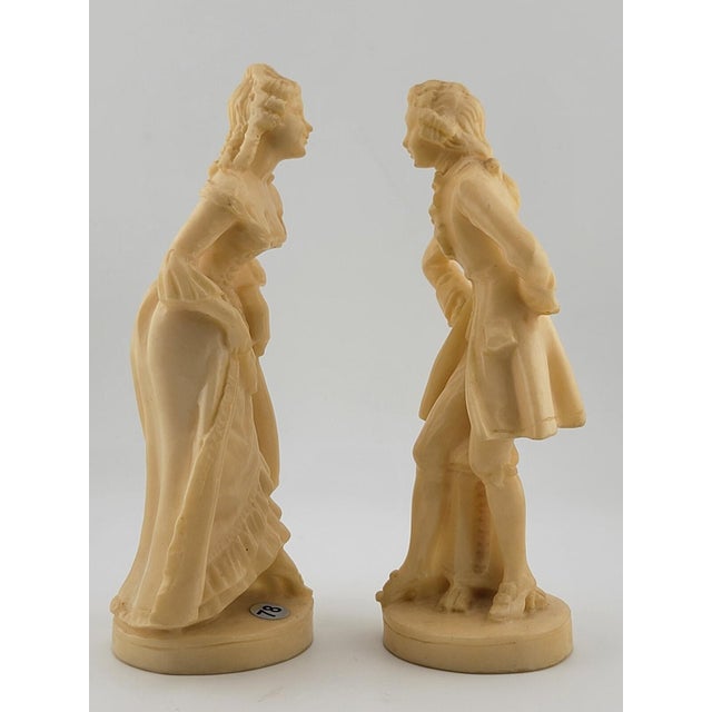 Stone Vintage A. Santini Sculpture Colonial Victorian Man Woman Couple Signed Italy For Sale - Image 7 of 13