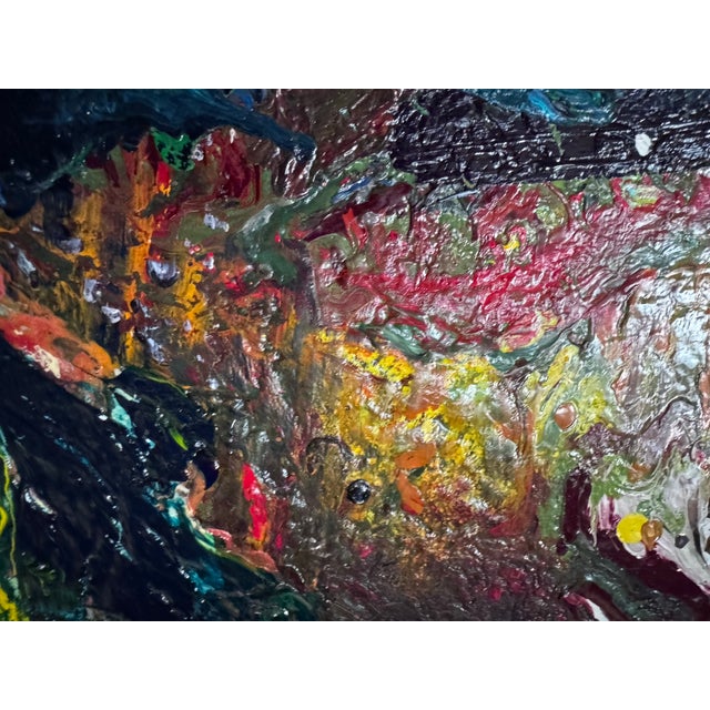 A richly textured contemporary abstract painting titled Winter, dated 2010 on the reverse. Deeply layered, thickly applied...