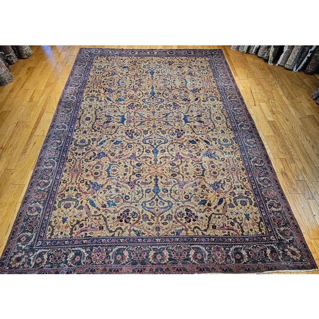 This exquisite 19th-century Indian Agra rug is a rare and striking example of refined craftsmanship and historic design....