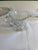1940s Vintage Clear Fluted Glass Creamer and Sugar Bowl Set With Matching Serving Tray For Sale - Image 5 of 7