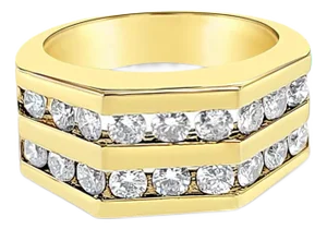 Double Row Diamond Band 1.00cttw 14k Yellow Gold, Size 8