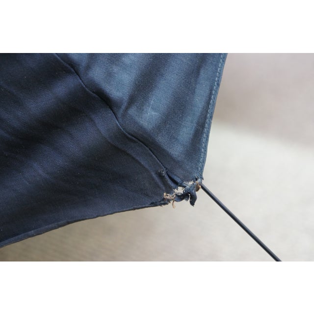 Antique Silverplate Greyhound Dog Head Black Umbrella Oak Walking Stick Cane 38" For Sale - Image 12 of 18