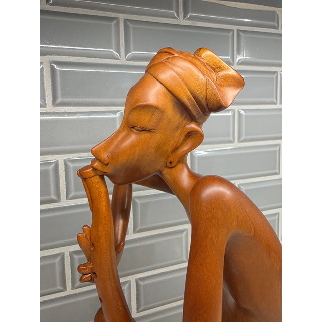 Copper Signed Mid-Century Balinese Modernist Flute Player – Signed Masterwork by I Subrata For Sale - Image 8 of 12