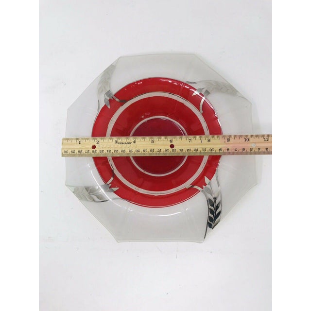 Red 1920s Art Deco Red White Silver Glass Bowl For Sale - Image 8 of 12