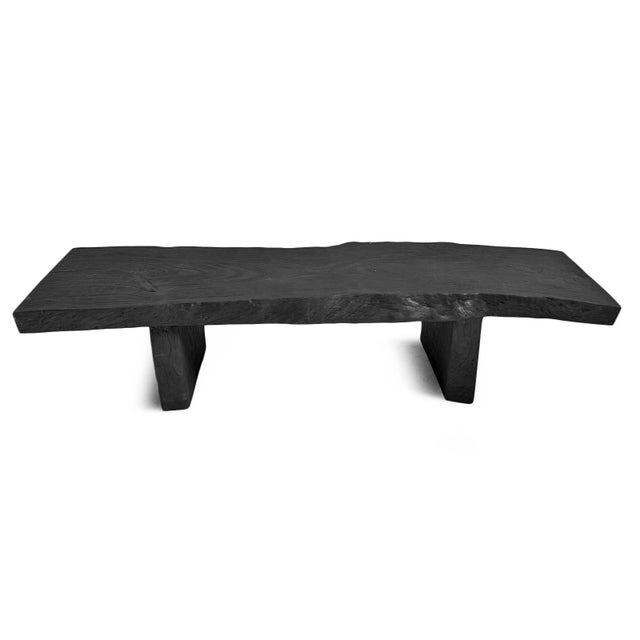 2020s Black Natural Edge Slab Organic Modern Bench/Coffee Table For Sale - Image 5 of 9