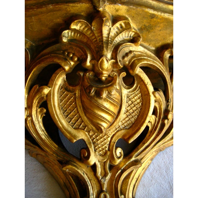 Wood Early 19th Century Gilded Wood Louis XV Style Wall Console For Sale - Image 7 of 10