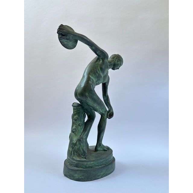 Metal Handsome Classical Bronze ‘Discobolus’ Statue – Grand Tour, Greek Master Myron - 17"h For Sale - Image 7 of 9