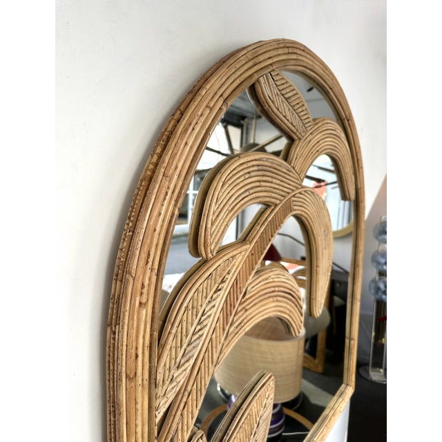 Rattan Palm Tree Mirror by Vivai Del Sud. Italy, 1970s For Sale - Image 10 of 11