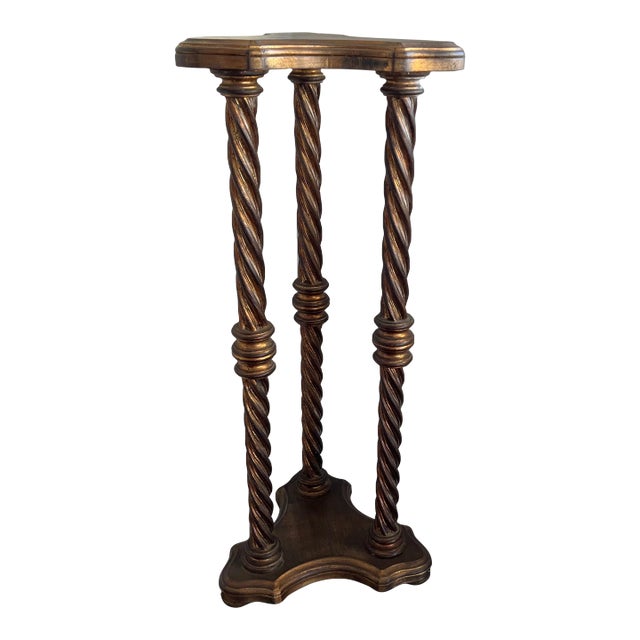 Vintage Venetian Gold Twisted Leg Pedestal For Sale