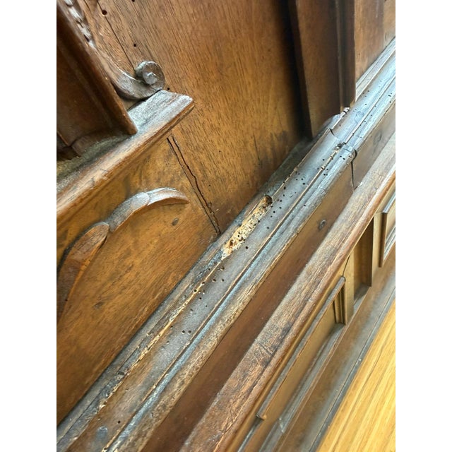17th Century Baroque Carved Oak Cabinet with Foliate Relief & Wrought Iron For Sale - Image 12 of 16