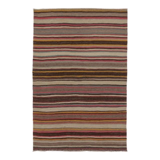 Vintage Persian Kilim, Horizontal Stripes With Bright Accents - Rug & Kilim For Sale