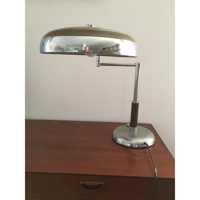 Mid-Century Italian Chrome Plated Table Lamp, 1940s, in Very Good conditions. Designed 1920 to 1949 European Plug (up to...