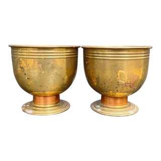 Gorham Brass/Copper Chalice Planters - Set of 2 For Sale