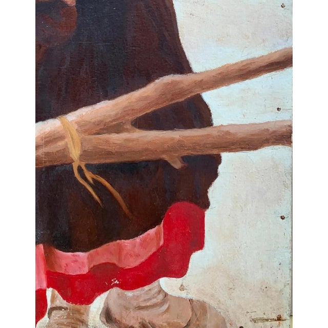 1970s Portrait Little Girl Child Antique Oil Painting Original Soviet Art Ukrainian Artist Unknown 65-50 For Sale - Image 6 of 6