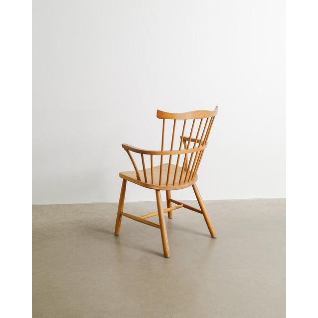 Danish Mid-Century Wooden 3250 Windsor Wingback Dining Office Chair by Børge Mogensen, 1960s For Sale - Image 3 of 9