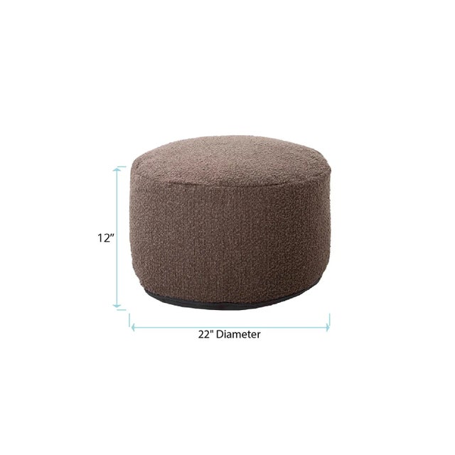 Contemporary Pouf Ottoman in Barbet Chocolate Bouclé For Sale - Image 3 of 4