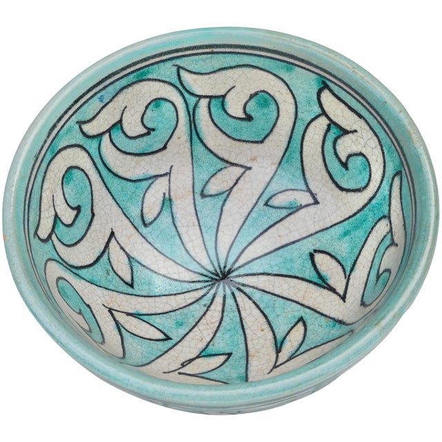 Spanish Revival Late 19th Century Turquoise Andalusian-Patterned Ceramic Decorative Bowl For Sale - Image 3 of 8