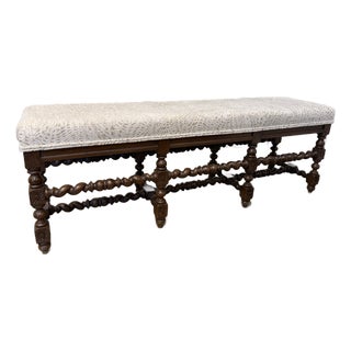 Newly Upholstered English Bench For Sale