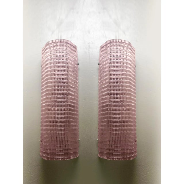 Diamanted Pink Rectangular Murano Glass Wall - Set of Two For Sale - Image 6 of 6