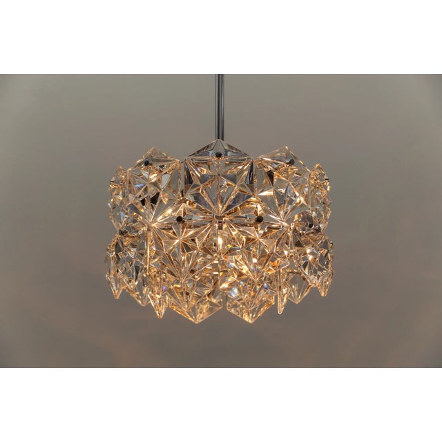 Glass Chandelier in Chrome and Crystal Glass by Kinkeldey, Germany, 1970s For Sale - Image 7 of 10