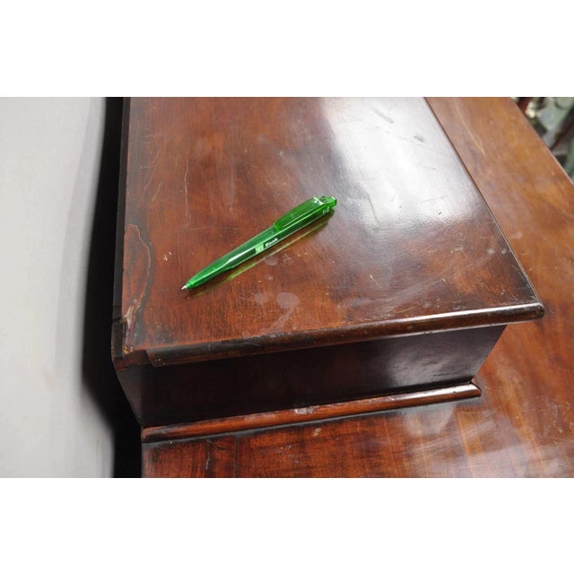 Brown Antique American Empire Crotch Mahogany Step Back Tall Chest Dresser W/ Paw Feet For Sale - Image 8 of 12