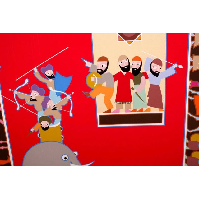 Red Late 20th Century David Sharir Hannukah Signed Modern Judaica Serigraph on Paper 104/225 Unframed For Sale - Image 8 of 12