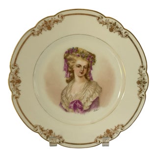 19thC Sèvres Marked Portrait Plate Madame De Lamballe Signed Debrie Made in France c.1890-1910 For Sale