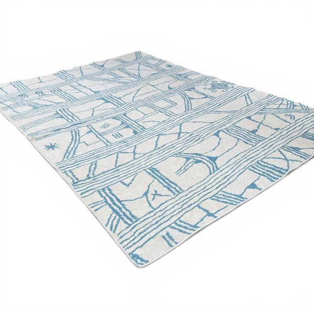 Asian Modern Central Asian Felt Rug | Abstract Linear Design | 9x12 For Sale - Image 3 of 6