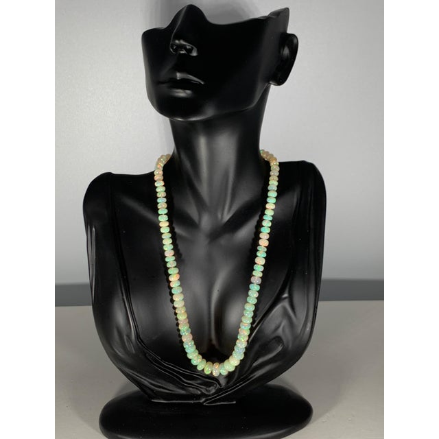 Green Natural 110 Ct Ethiopian Opal Bead Single Strand Necklace 14 Karat Yellow Gold For Sale - Image 8 of 18