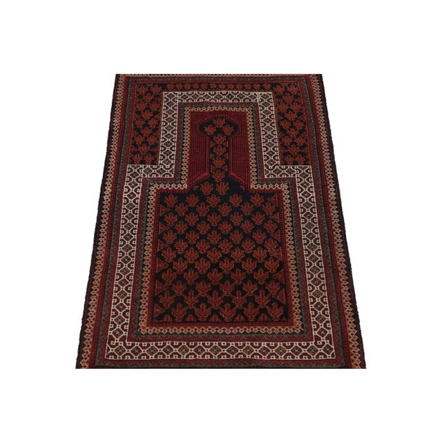 1950s 1950s Vintage Baluch Afghan Rug in Black, Red, Orange, White Patterns by Rug & Kilim For Sale - Image 5 of 8