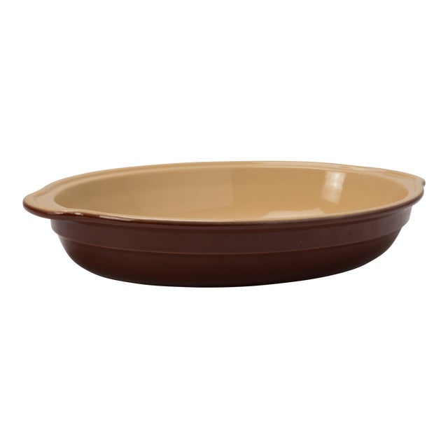 Vintage Emile Henry Brown Oval Casserole Dish 17.25" France Chairish