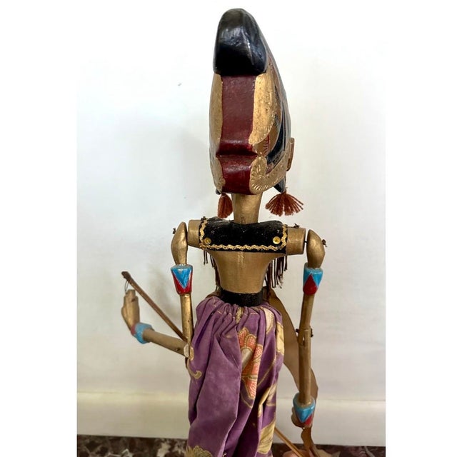 Vintage 1980s Indonesian Wayang Golek 23" Rod Puppet Javanese Folk Art W/ Base For Sale In Fayetteville, AR - Image 6 of 6